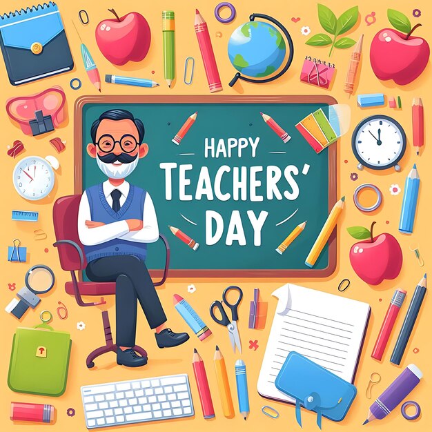 Foto a poster of teacher day is displayed on a desk