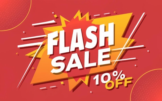 Foto poster ou banner de flash shopping com ícone flash e texto 3d em fundo laranja flash sales