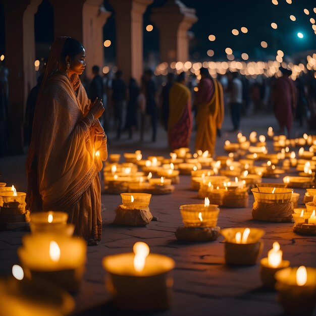Poster ou fundo de luz de vela de Diwali