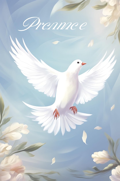 Póster de palomas de la paz, palomas blancas simbólicas que representan el arte conceptual de T NO WAR, diseño plano 2D