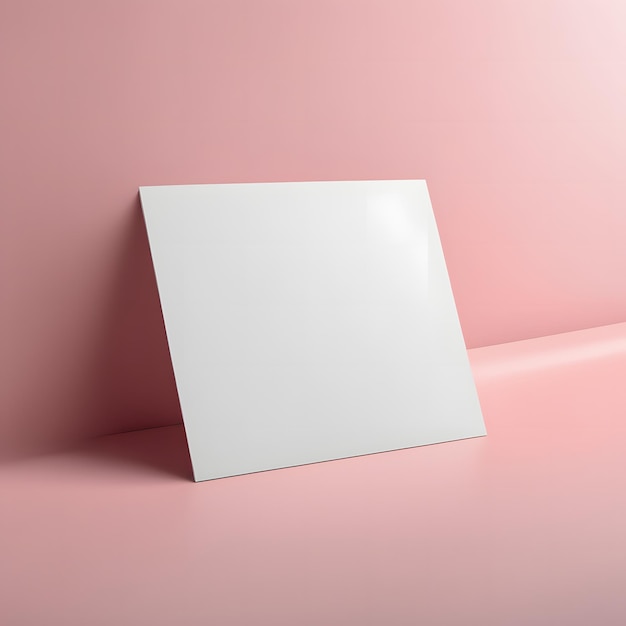 Póster de papel en blanco sobre fondo rosa