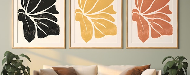 Foto póster de pared minimalista botánico con collage contemporáneo de moda.