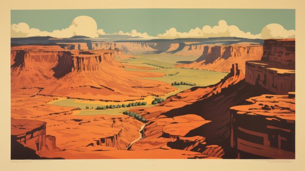 Foto el póster del parque nacional de canyonlands de época escenas pastorales serenas y paisajes expansivos