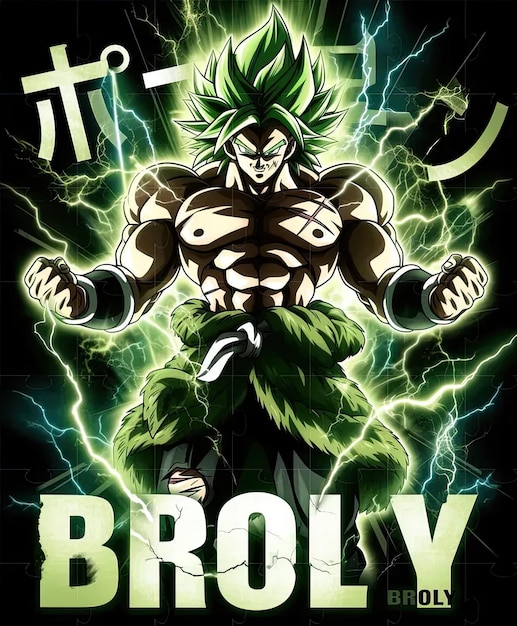 Un póster del personaje Broly de Dragon Ball