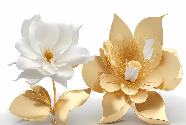 Poster personalizado de elegância floral de ouro branco
