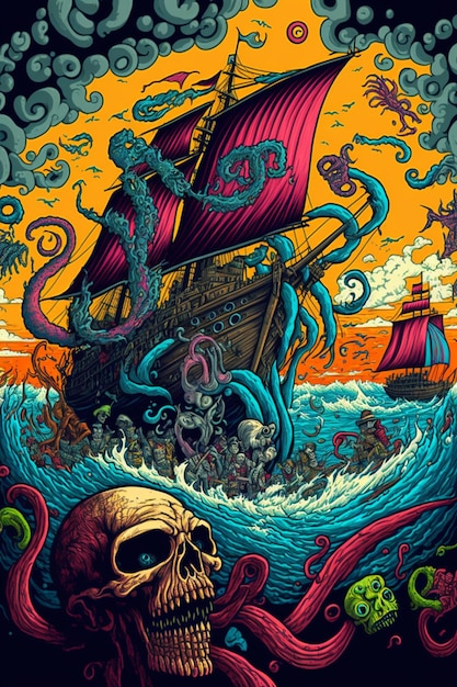 Un poster de piratas del caribe.