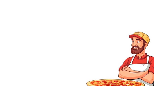 Foto pôster pizzaiolo delícias tentadoras de pizza com espaço de cópia para banner de menu e cabeçalho