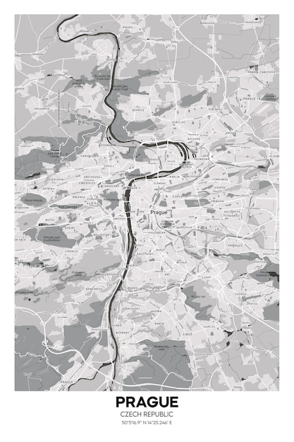 Póster Praga República Checa mapa