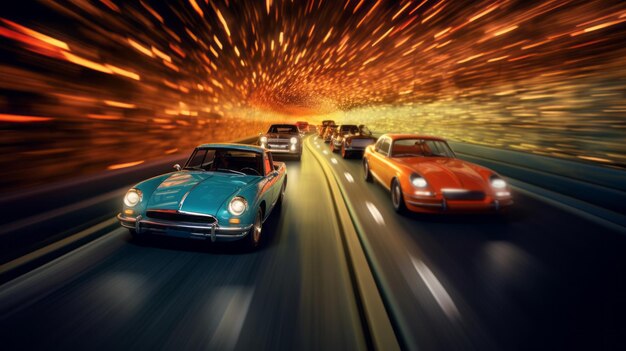 Foto poster resumido de speeding sports car