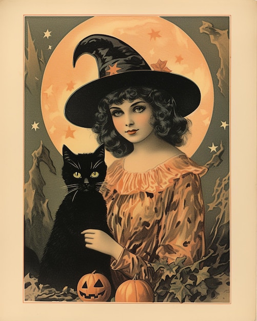 Bruxa Vintage Arte Imprimir Antigo Bruxas Foto Poster Halloween