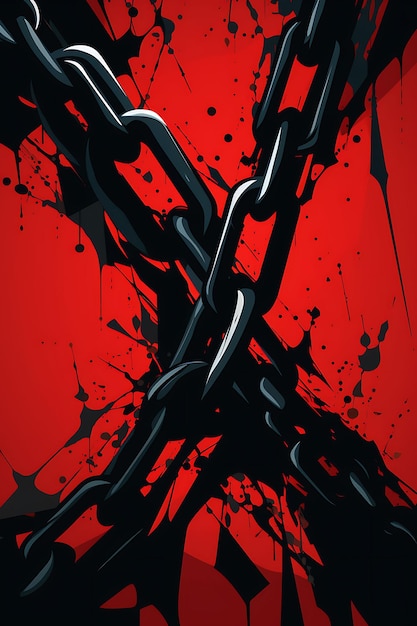Poster de rompiendo cadenas cadenas simbólicas rompiendo negro y rojo Col diseño de arte 2D Tshirt tinta