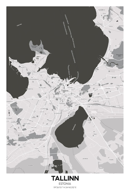 Póster Tallin Estonia mapa