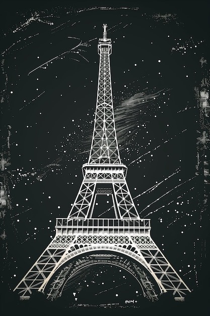 Foto poster vetorial minimalista art deco da torre eiffel