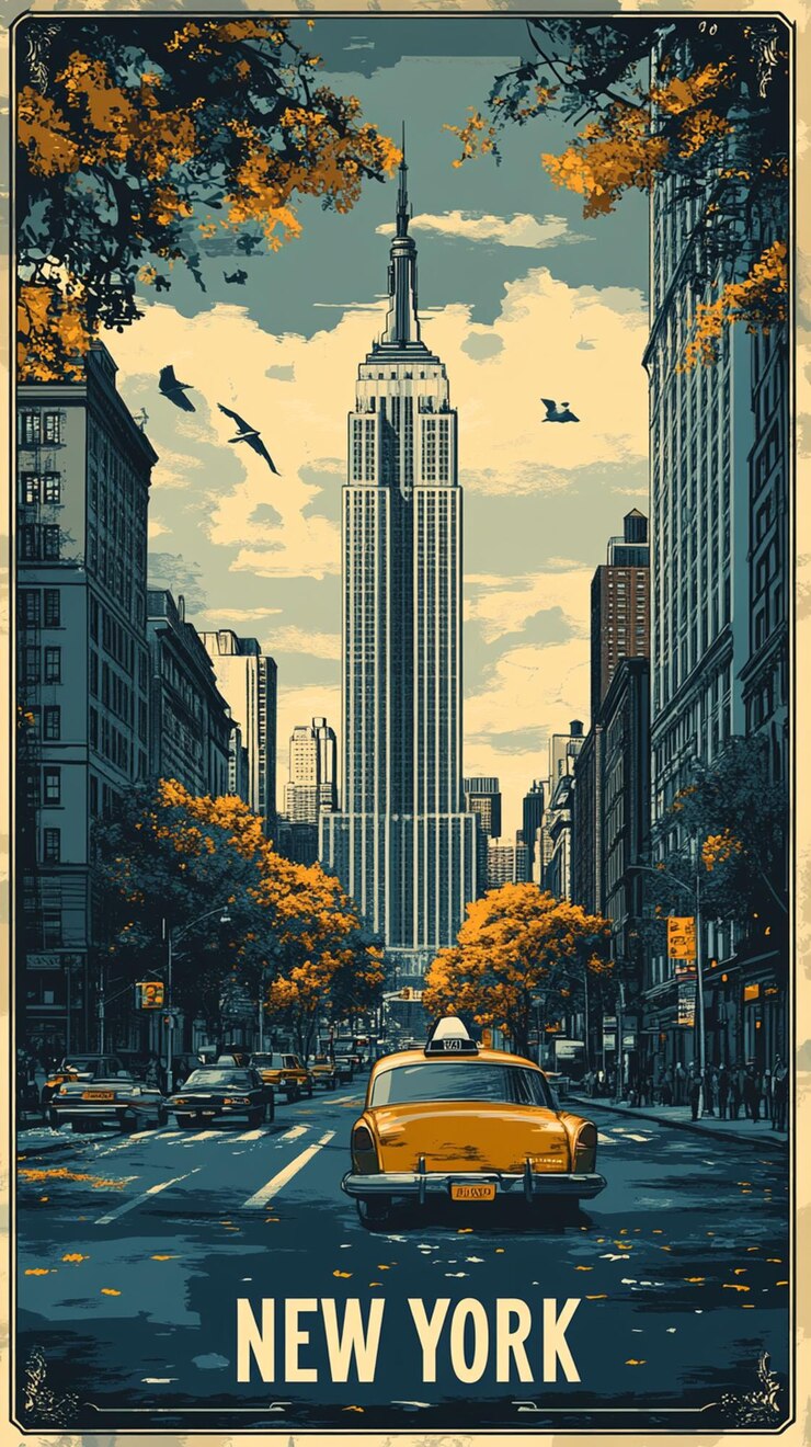 póster de viaje de estilo vintage de Nueva York