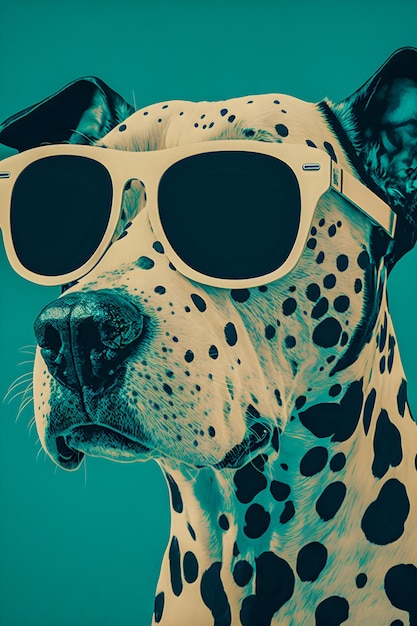Pôster vintage cão com ilustração de óculos