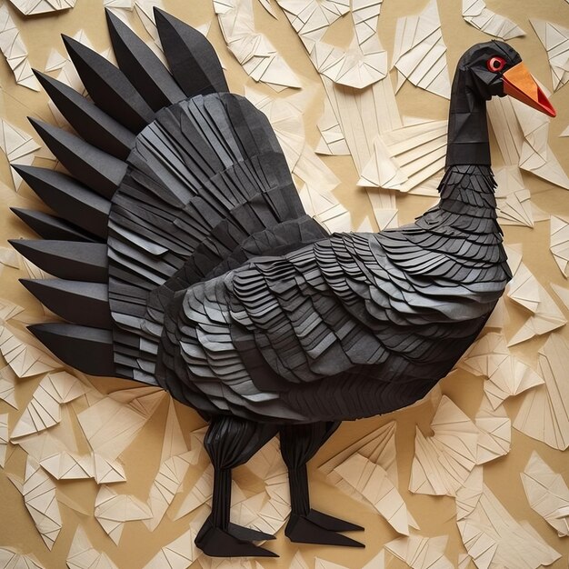 Póster vintage de Weaver creando un pavo de origami en forma de Bla