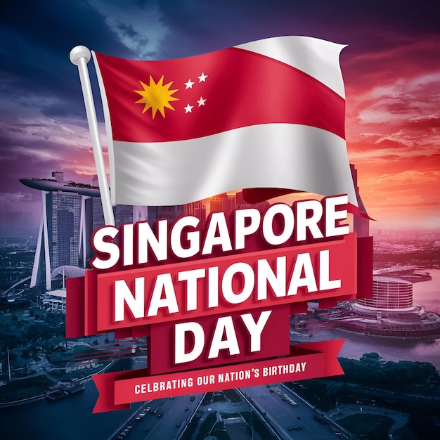 Posterbanner zum Nationaltag von Singapur für soziale Medien