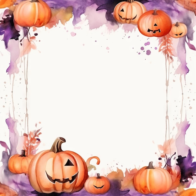 Postervorlage Aquarell Aquarell Halloween-Illustration Ai generiert Hoch auflösende Halloween-Illustrierung auf weißem Hintergrund