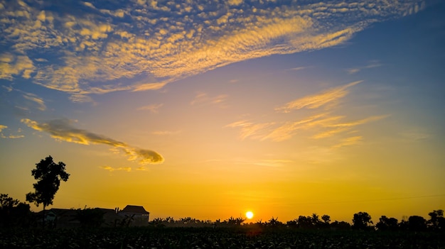 postes de energía de silueta y hermoso cielo en la mañana