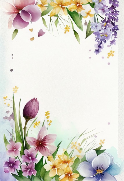 Postkarte mit Aquarellflora und -blume mit Kopierraum Erstellt mit generativer KI-Technologie