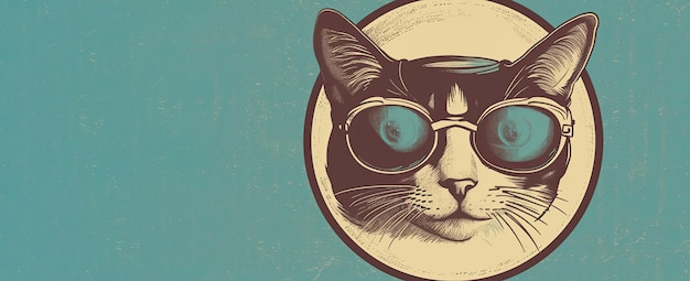 Postkarte oder Poster mit Katzen im Retro-Stil, Einführungsidee für den internationalen Katzentag, KI generiert