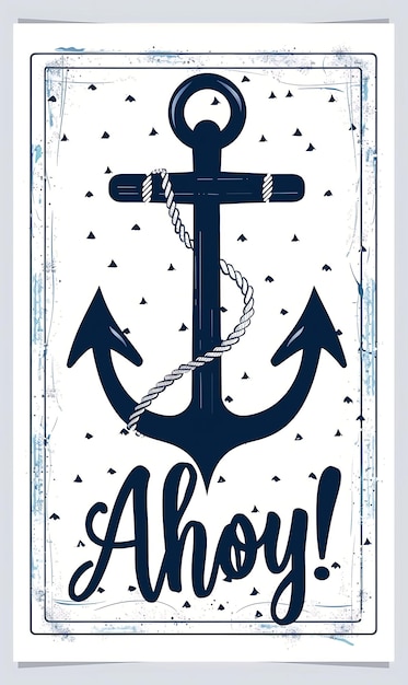 Postkarten mit nautischem Thema mit Ankerrahmen Ahoy Text Mari Illustration Vintage Postkarten Dekoration