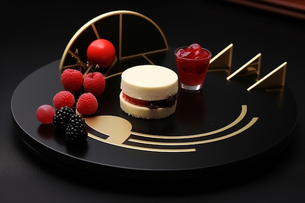 Postre alimenticio y elementos representativos