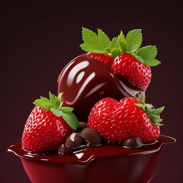 Un postre de chocolate de fresas dulce