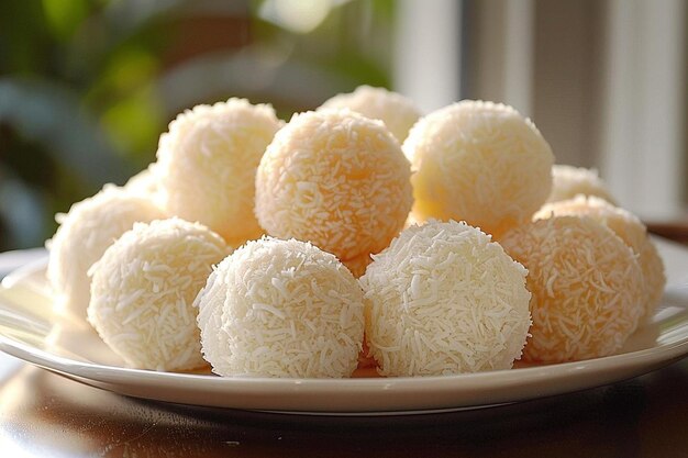 Postre de coco brasileño conocido como beijinho