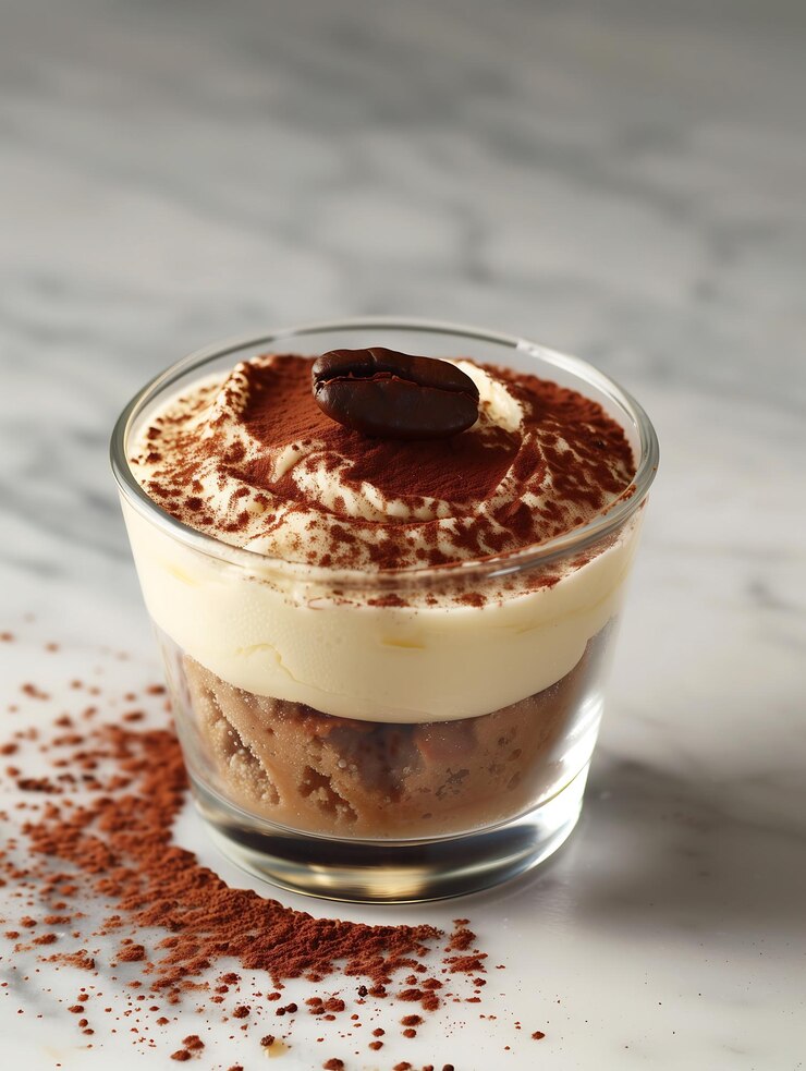 un postre está en un vaso con papas fritas de chocolate en la parte superior