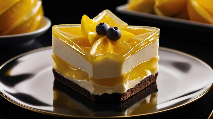 un postre con una flor encima