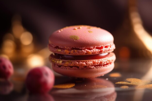 Postre francés macaron elegante presentación AI generado