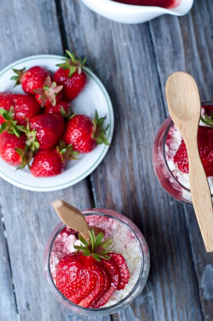 postre con fresas