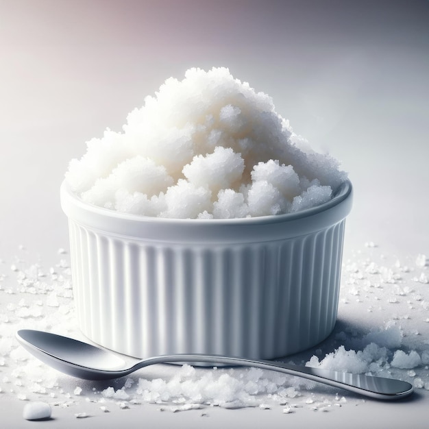 Postre helado de nieve en un molde blanco