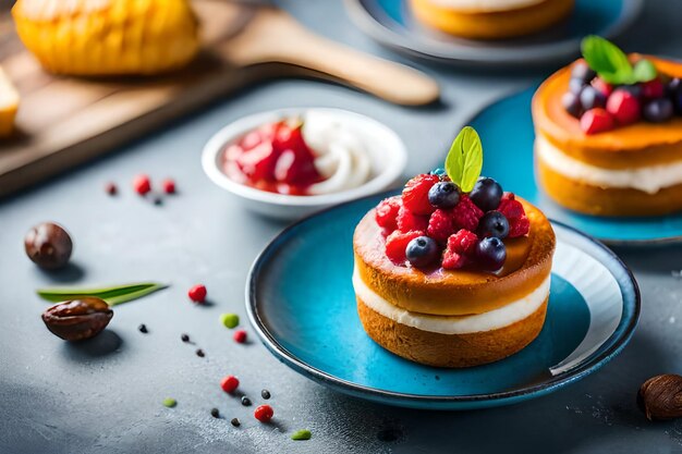 un postre con una hoja en él