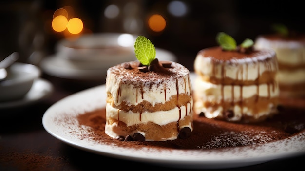 El postre italiano de tiramisu