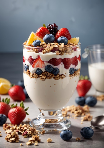 Postre parfait con frutas y granola Fotografía de comida