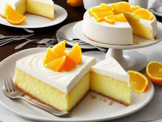 Postre de pastel cremoso de naranja limón o pastel de queso ai generado