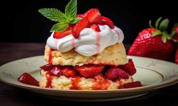 Postre de pastel de fresa