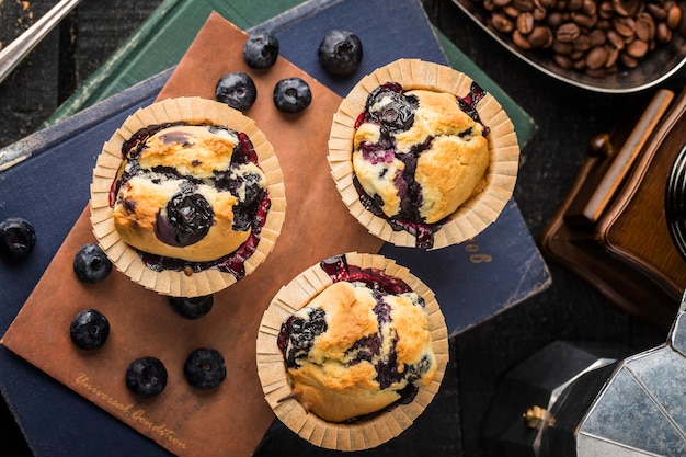 Postre Pastel De Muffin De Arándanos Frescos