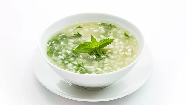 Postre tailandés de avena de frijol mung dulce sobre un fondo blanco