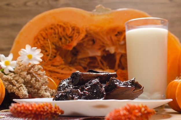 Postre tradicional de calabaza de miel de la celebración del Día de Muertos