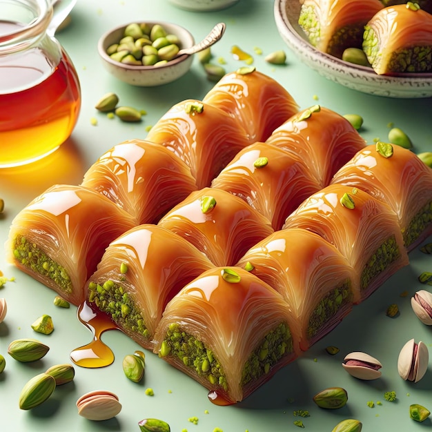 postre turco baklava con pistacho