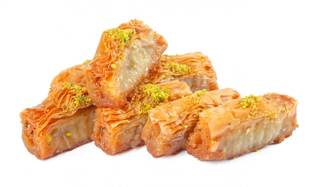 Postre turco Ramadán Baklava aislado