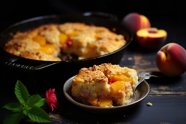 Postre vegano fácil de zapatero de durazno