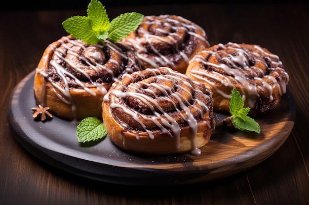 Postre vegano de rollos de canela