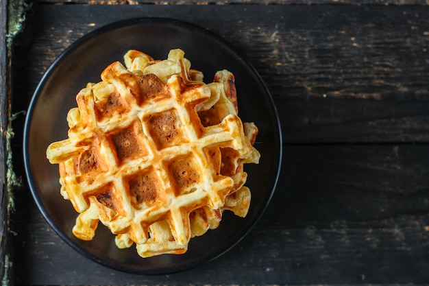 Postre de waffles belgas o americanos