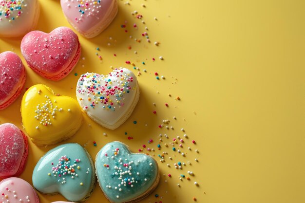 Postres brillantes en forma de corazones postres para el día de San Valentín