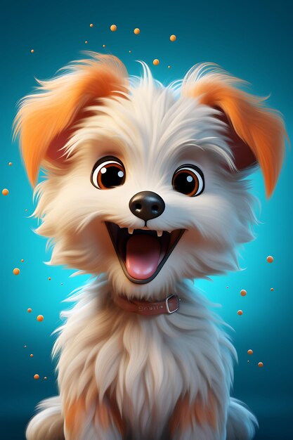 Postres de retratos de animais de estimação bonitos renderizados em 3D com decorações simples e bonitas para gráficos de animais minimalistas