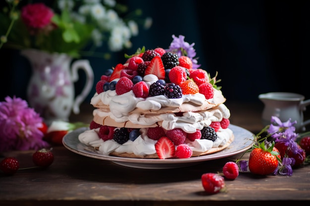 Los postres de frutas caprichosos del verano de cuento de hadas